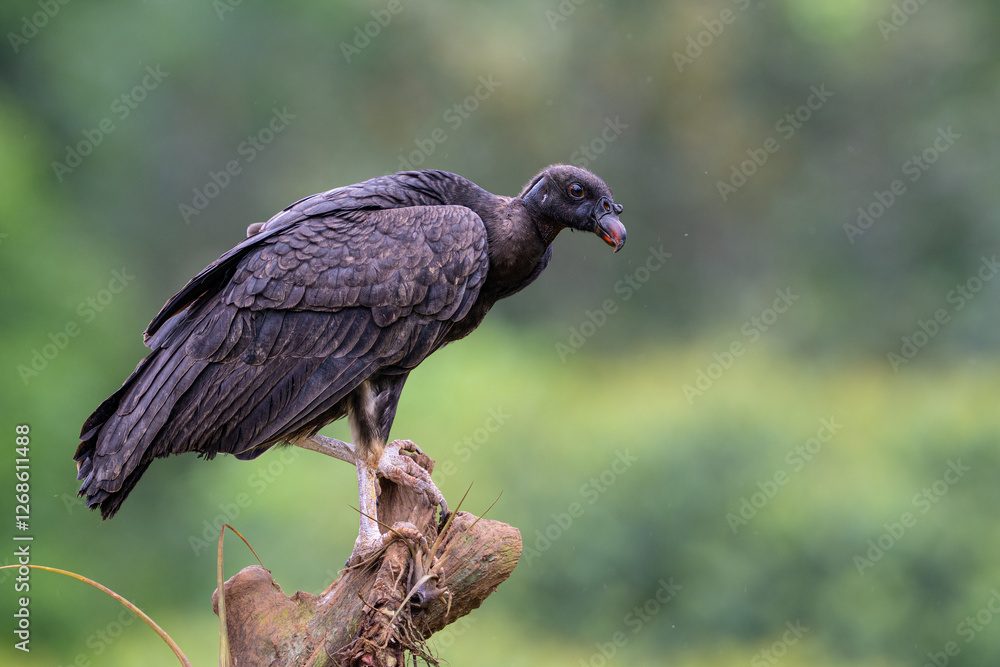 Naklejka premium Coragyps atratus, The black vulture, also known as American or Mexican vulture