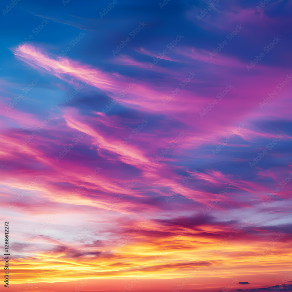 Fototapeta premium Vibrant Pink And Orange Sunset Sky