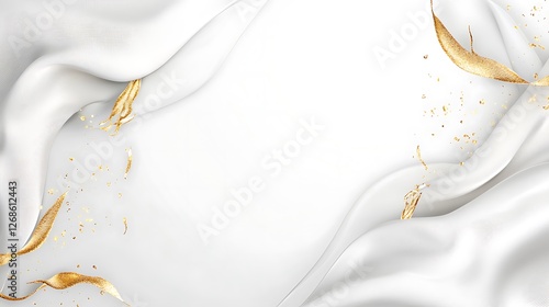 Elegant White Drapery with Golden Accents