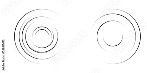 Set of line in circle form. Isolated thin line spiral goes to edge of canvas.