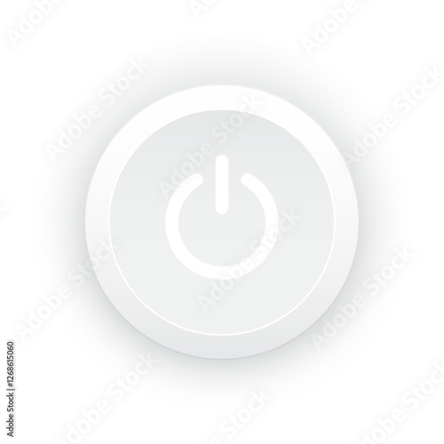 Power Button Round white Circle modern design Concept of digital technology Futuristic style, On Off icon switch for electronic screen. internet Cyber vector isolate on white background