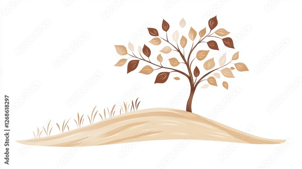 Obraz premium Artistic Silhouette of a Tree with Soft Gradients and Gentle Shadows