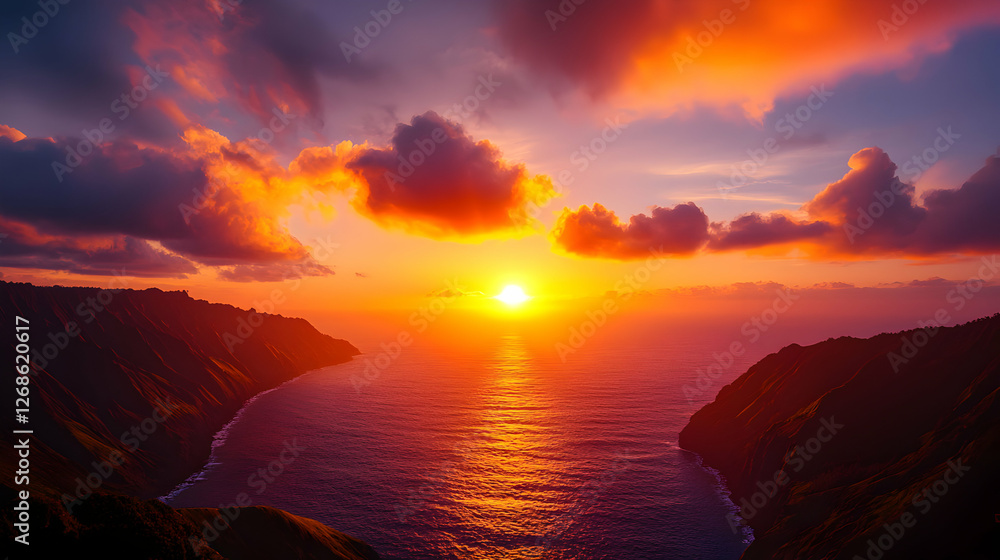 Vibrant Sunset Over Ocean Cliffs Vibrant Sunset Over Ocean Cliffs