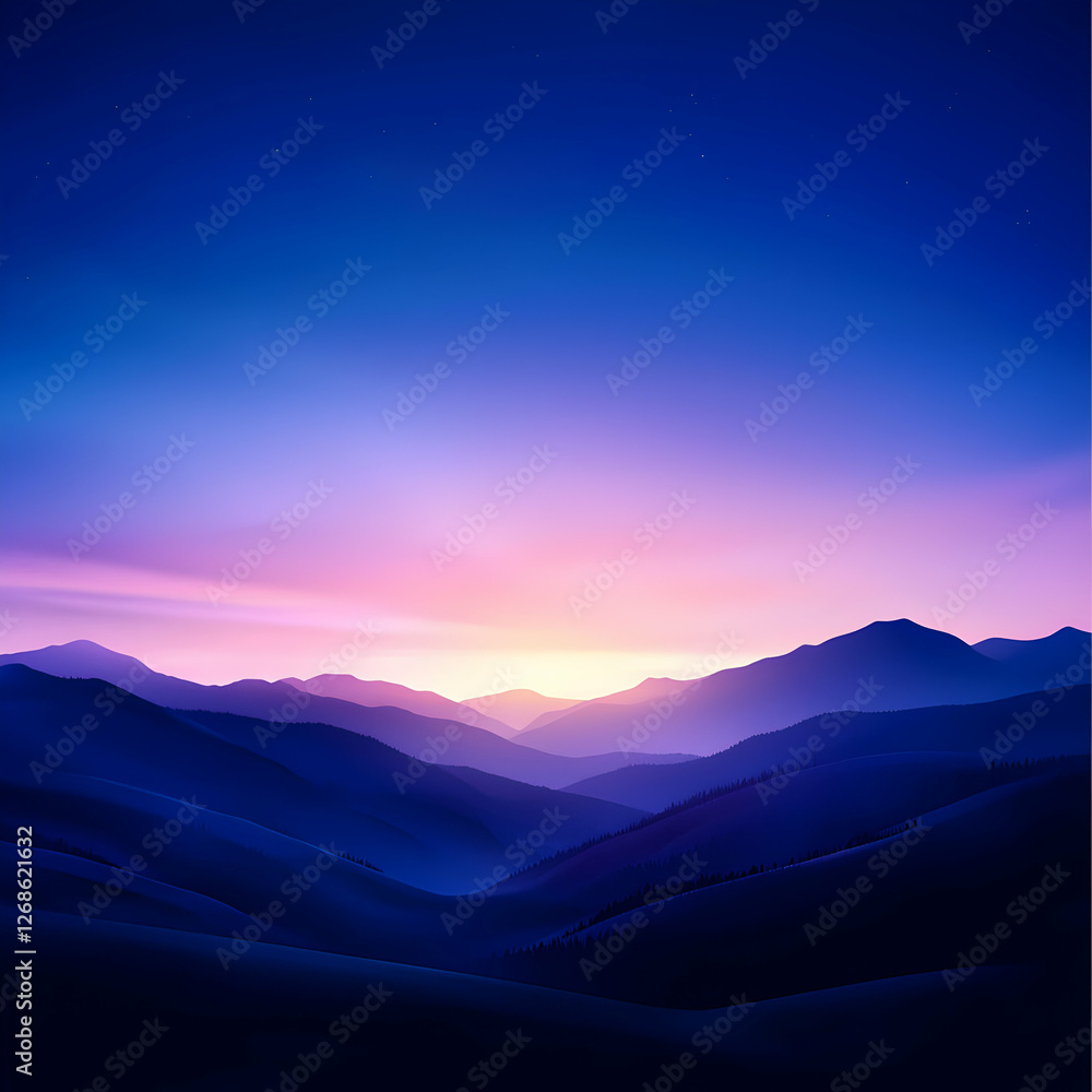 Obraz premium Vibrant Sunset over Silhouetted Mountains