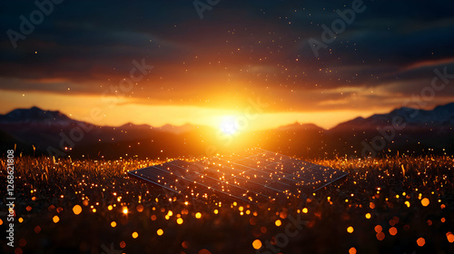Vibrant Sunset Over Snowy Mountains