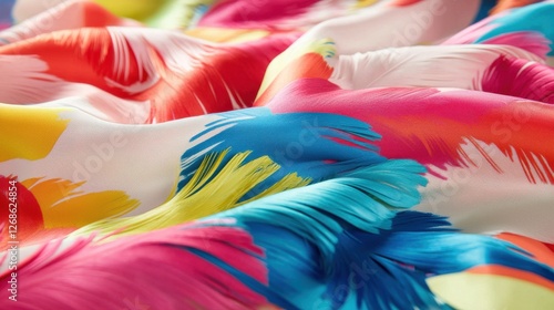 Colorful layered feathers a carnivalinspired texture closeup photo