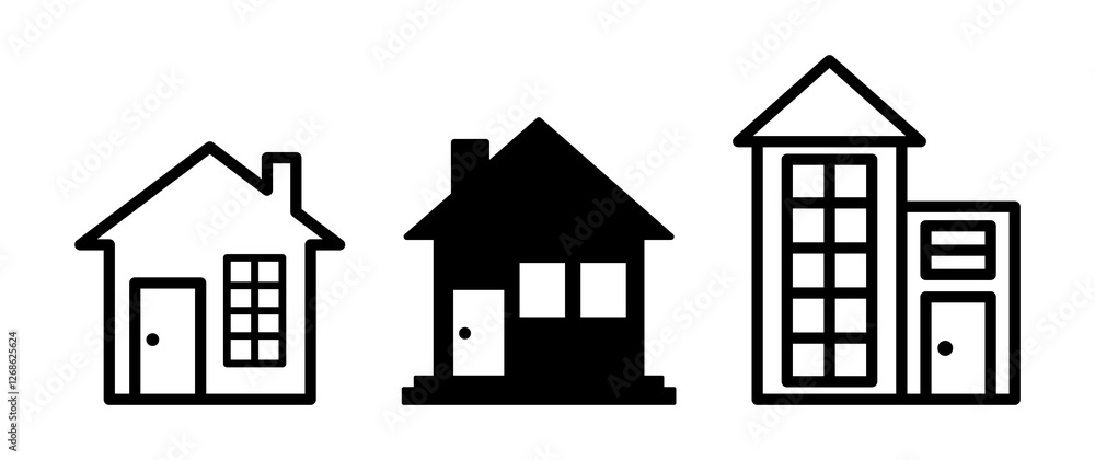 Fototapeta premium House icon set. Building, building symbol. Vector illustration