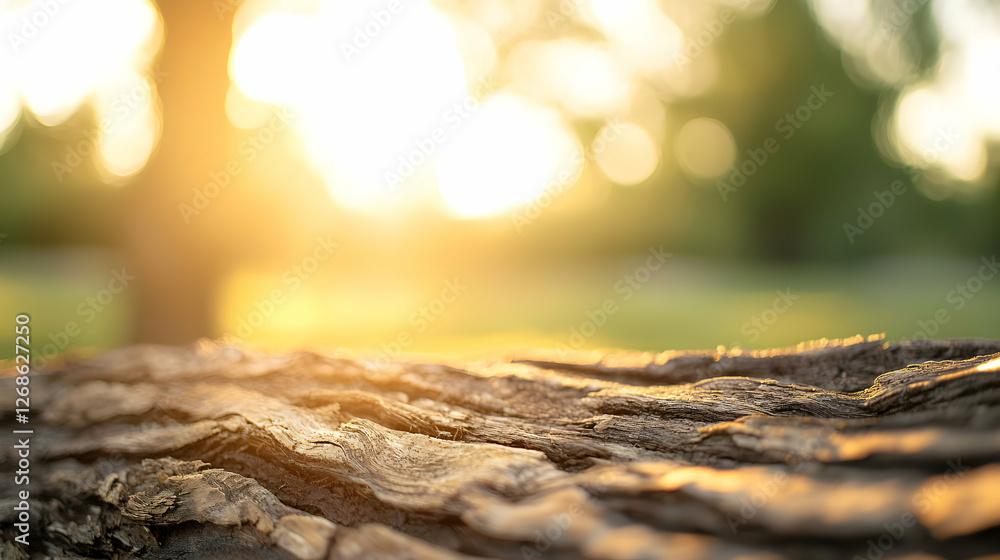 Obraz premium Warm Golden Sunlight on Tree Bark Texture
