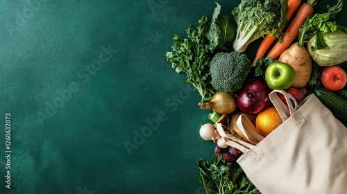 Grocery Bag Filled with Fresh Produce