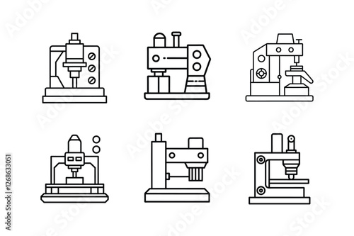 cnc machine icon line art vector illustration
