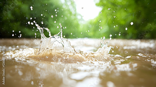 Wallpaper Mural Water Splash in a Brown River with Green Background Torontodigital.ca