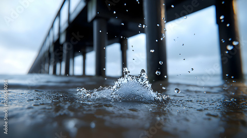 Wallpaper Mural Water Splashing near a Wooden Pier Torontodigital.ca