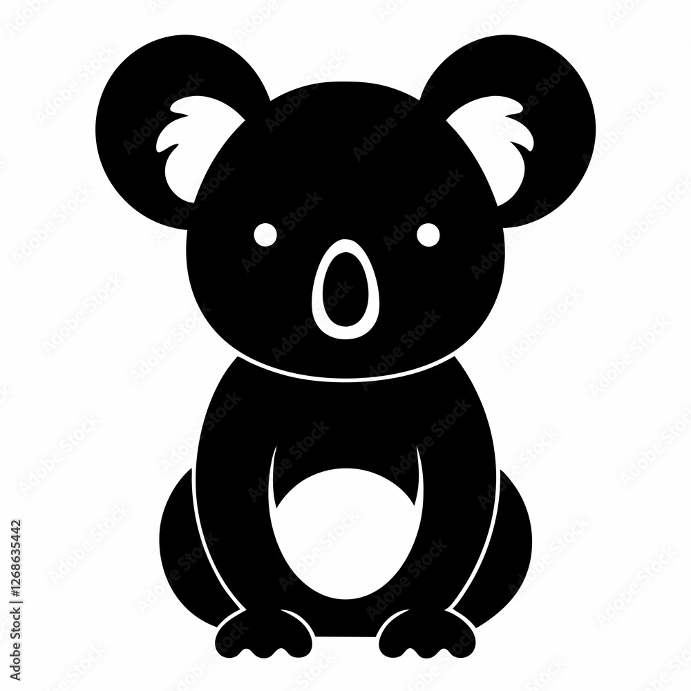 Naklejka premium Minimalist Koala Silhouette Vector Art