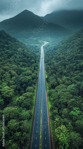 Mesmerizing Aerial View of Lonavala Highway Winding Through Lush Greenery. Generative AI