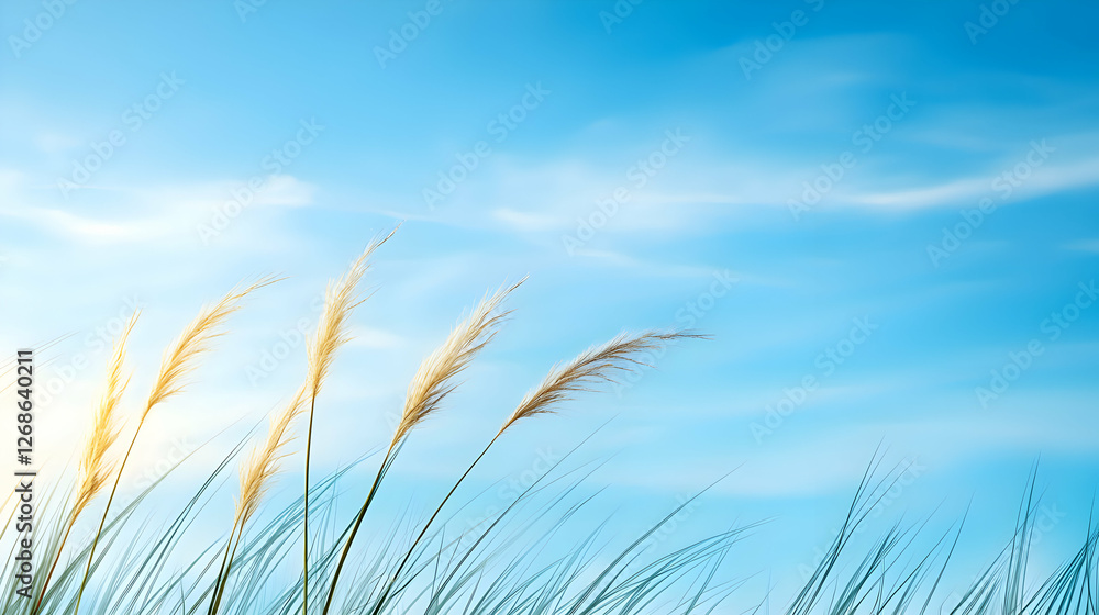 White Grass Blowing in a Blue Sky White Grass Blowing in a Blue Sky