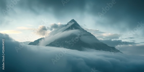 Wallpaper Mural Mountain peak emerging from the clouds in the morning light clouds golden hour lighting sunset Torontodigital.ca