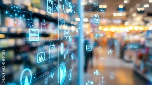 Abstract depiction of personalized marketing strategies in retail showcasing symbolic product recommendations and consumer profiles