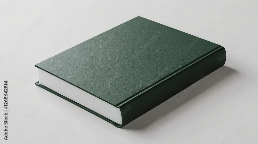A hardcover book with a reflective metallic green cover, crisp edges, and a contemporary look, displayed on a clean white background A hardcover book with a reflective metallic green cover, crisp edges, and a contemporary look, displayed on a clean white background