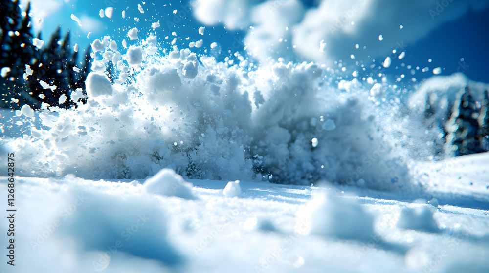 White Snow Explosion Against Blue Sky White Snow Explosion Against Blue Sky
