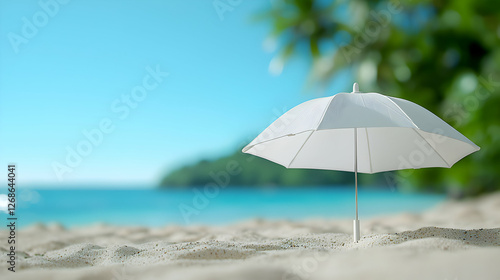 Wallpaper Mural White Umbrella on Sandy Tropical Beach Torontodigital.ca