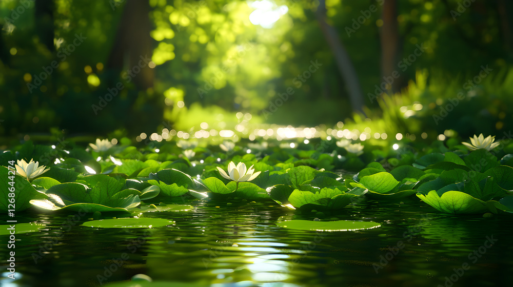 White Water Lilies on a Calm Forest River White Water Lilies on a Calm Forest River