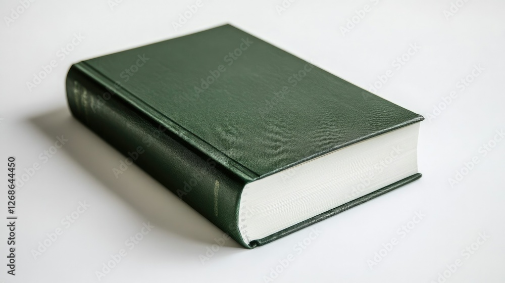 A luxurious hardcover book with a glossy metallic green finish, sharp detailing, and a sleek modern design, isolated on a white surface A luxurious hardcover book with a glossy metallic green finish, sharp detailing, and a sleek modern design, isolated on a white surface