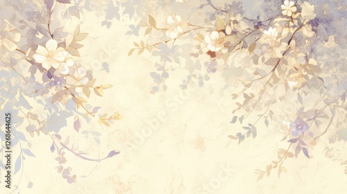 Delicate White Flowers and Branches on a Soft Pastel Background
