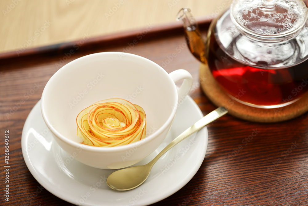 How to brew apple tea like a rose flower. fruity beverage. How to brew apple tea like a rose flower. fruity beverage.