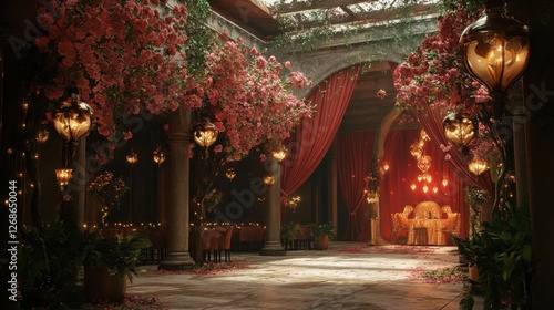 Wallpaper Mural romantic courtyard dinner party Torontodigital.ca