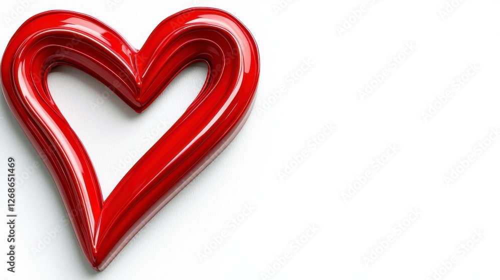 A vivid close up shot captures a glossy, vibrant red heart on a clean white backdrop. The heart's sheen reflects light, creating a sense of depth and A vivid close up shot captures a glossy, vibrant red heart on a clean white backdrop. The heart's sheen reflects light, creating a sense of depth and