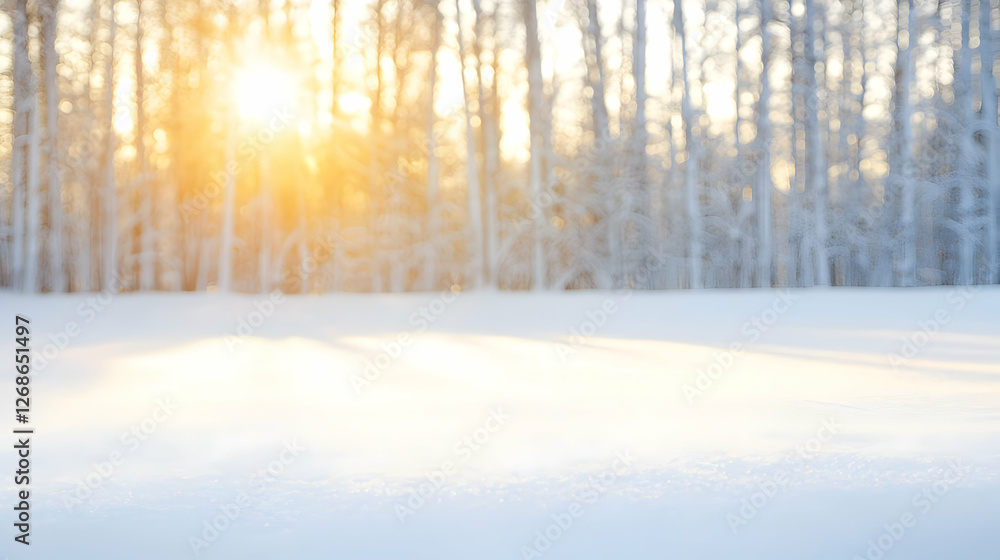 Obraz premium Winter Sunset in Snowy Forest