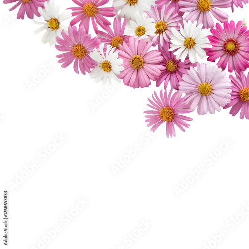 Delicate Pink and White Flowers Arranging a Corner Border 