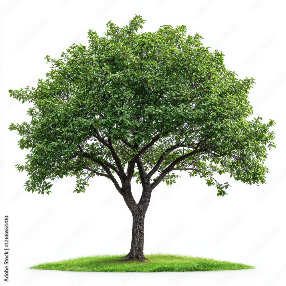 Tree with green leaves isolated on a white background for nature and environmental themes Tree with green leaves isolated on a white background for nature and environmental themes