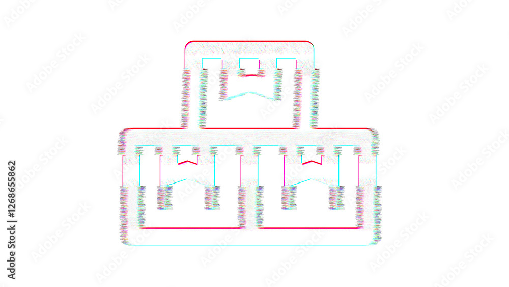 Icon boxes is distorted. Glitch. Noise, chromatic aberration, geometric distortion Icon boxes is distorted. Glitch. Noise, chromatic aberration, geometric distortion