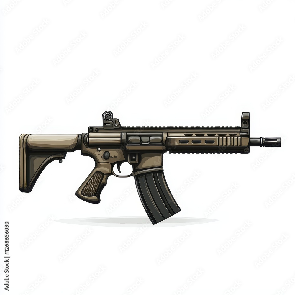 Vector flat design icon of a rifle with gun isolated on a white background Vector flat design icon of a rifle with gun isolated on a white background
