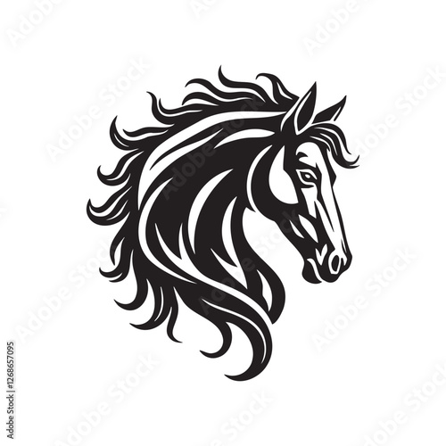Stylized Horse Head Silhouette Vector Art Design