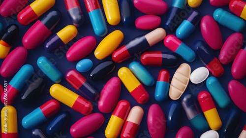 colorful capsules and pills background photo