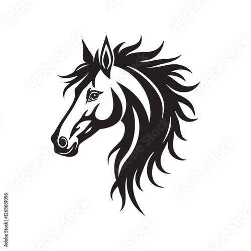 Stylized Horse Head Silhouette Vector Art Design