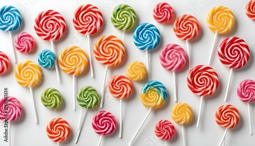 colorful lollipops isolated on white background