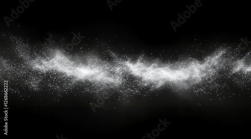 Φωτογραφία Abstract white dust particles swirling on black background Perfect for overlay o