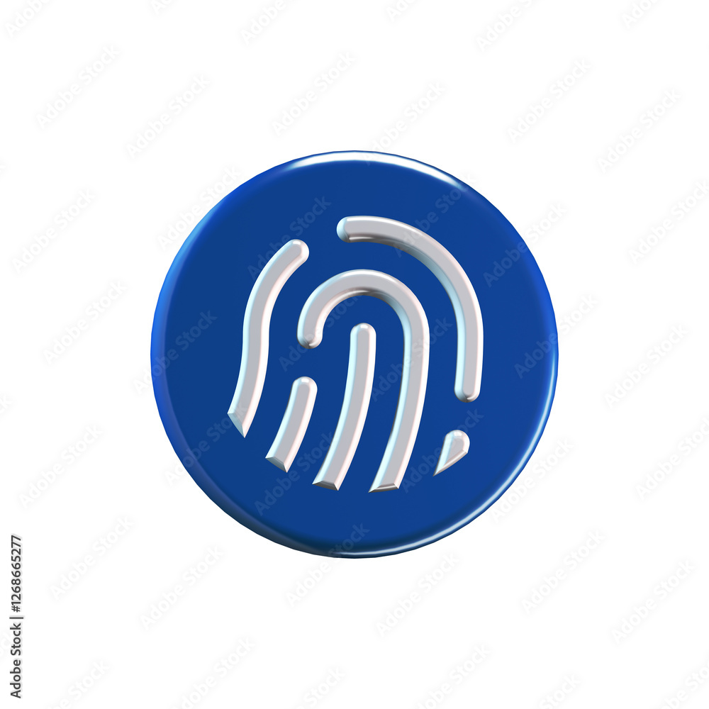 3D Illustration of Fingerprint Scan Icon 3D Illustration of Fingerprint Scan Icon