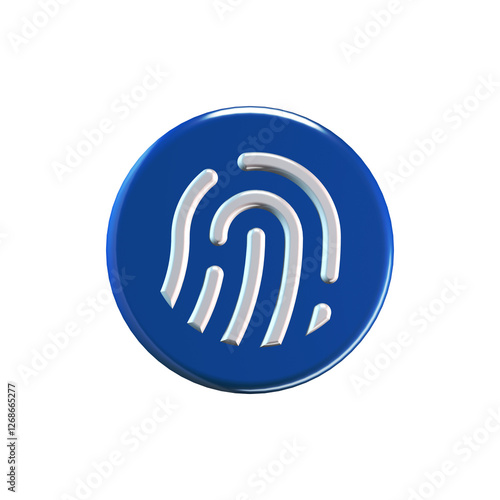 3D Illustration of Fingerprint Scan Icon