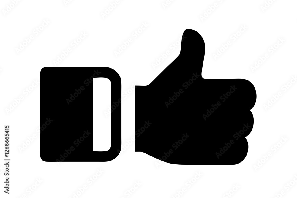 Silhouette of a Social Media Thumbs Up Icon on a Clean White Background Silhouette of a Social Media Thumbs Up Icon on a Clean White Background