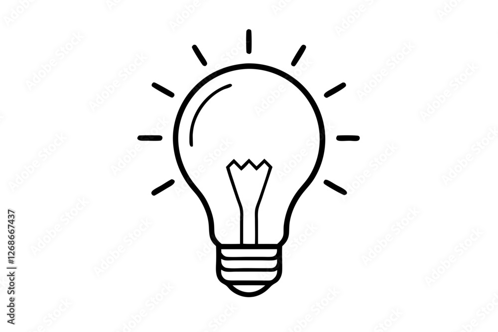 Stylized Lightbulb Icon on Clean White Background Stylized Lightbulb Icon on Clean White Background