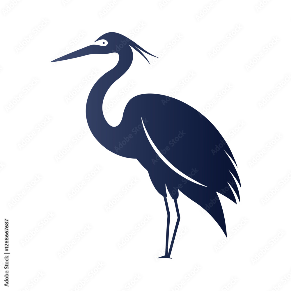 Fototapeta premium Minimalist Egret Silhouette Vector Icon for Elegant Designs.