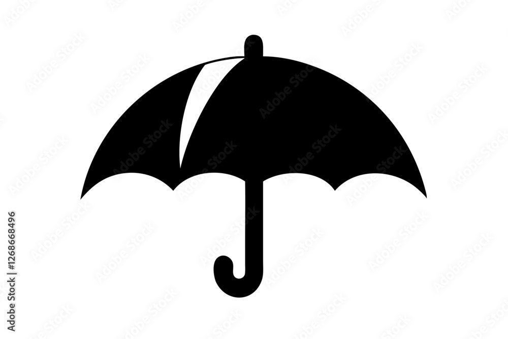 Umbrella Silhouette Icon for Rainy Day on White Background Umbrella Silhouette Icon for Rainy Day on White Background