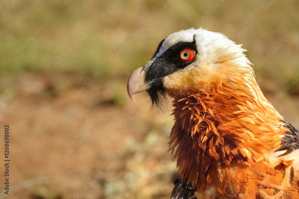 Fototapeta premium BEARDED VULTURE (Gypaetus barbatus) . close up detail of face and plumage. highly endangered .