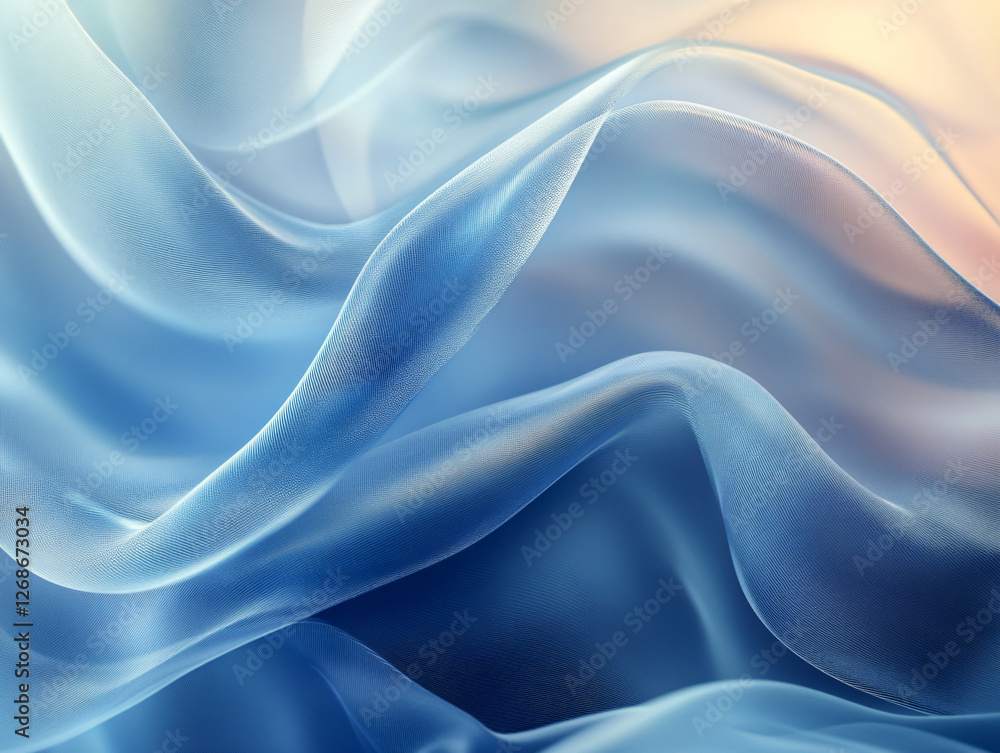 Obraz premium Abstract Blue Silk Drape: A captivating abstract background featuring a soft, flowing, and ethereal blue silk drape.
