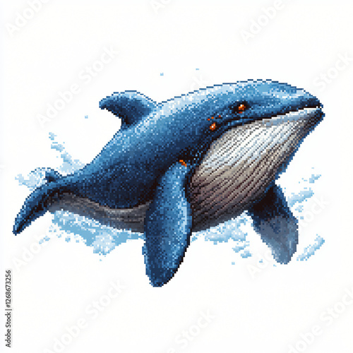 Whale in Pixel Art: A captivating depiction of a majestic whale in a vibrant pixel art style, showcasing the beauty and intricacy of digital art. photo