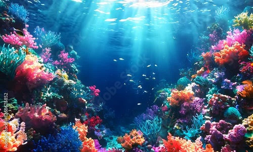 Wallpaper Mural Dazzling Coral Reef Teeming with Vibrant Marine Life and Sunlit Currents Torontodigital.ca